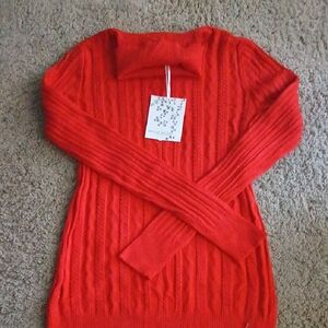 Red Cable Knit Women's Sweater